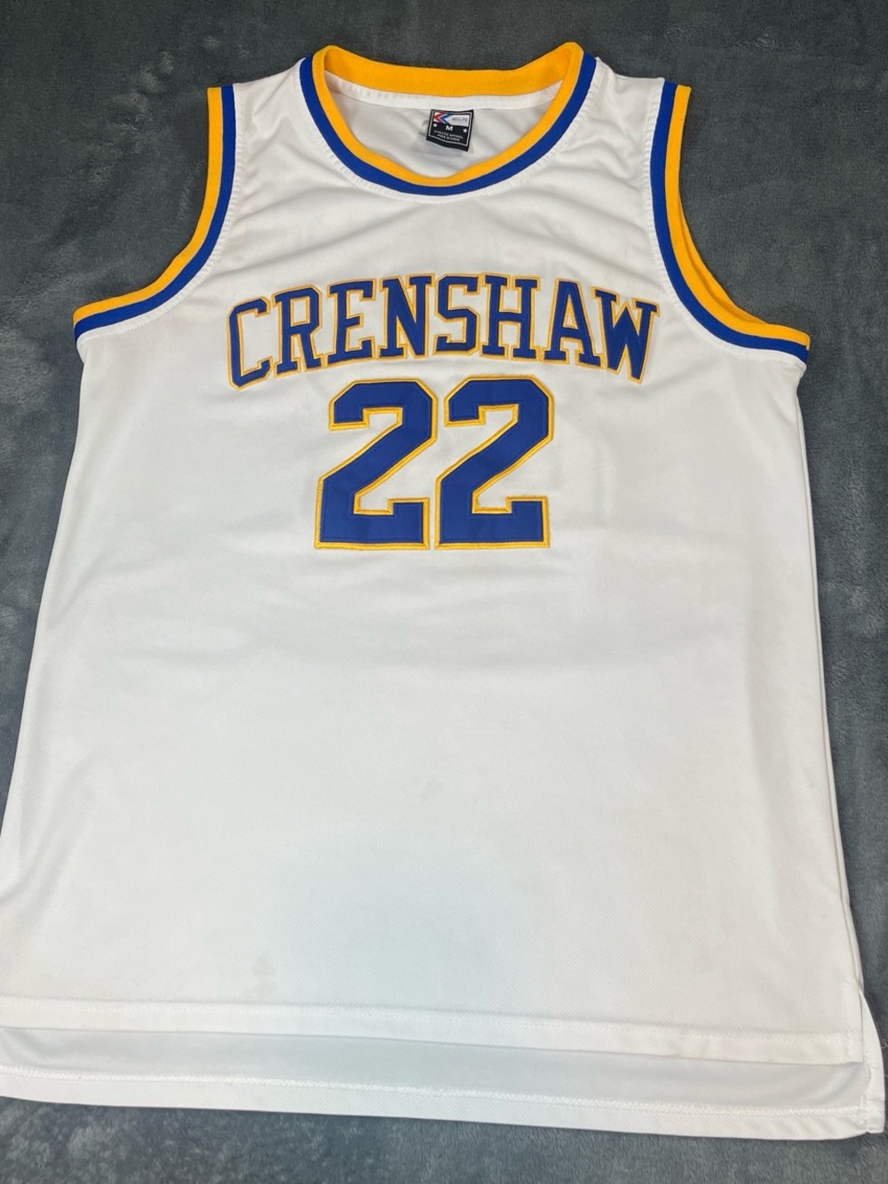 Love and Basketball Crenshaw #22 White Basketball Jersey with Blue & Gold Trim